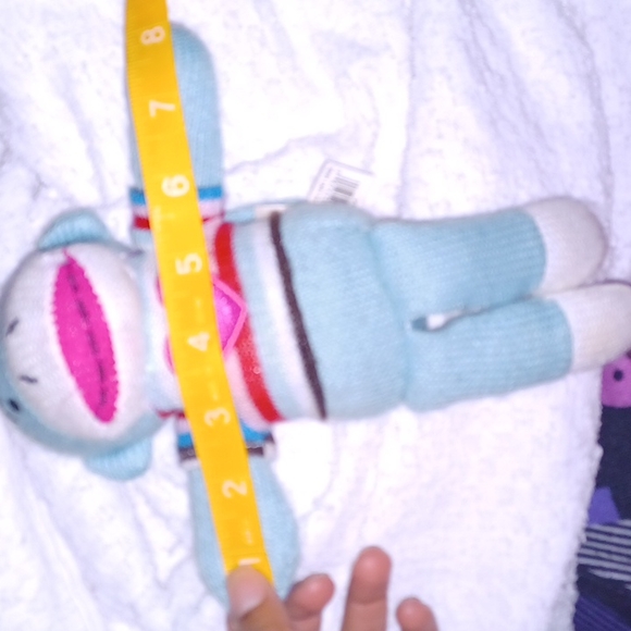 Dan Dee collectors choice Sock Monkey blue heart stripe sweater 9” Tall plush - Picture 10 of 11